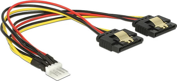 Kabllo adapter rryme DeLOCK 85236, Floppy 4-pin në 2x SATA 15-pin, 0.2 m, e zezë