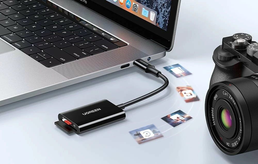Lexues kartelash USB-C 2-n-1 Ugreen CM265 USB 3.0 5Gbps, SD/Micro SD, zi