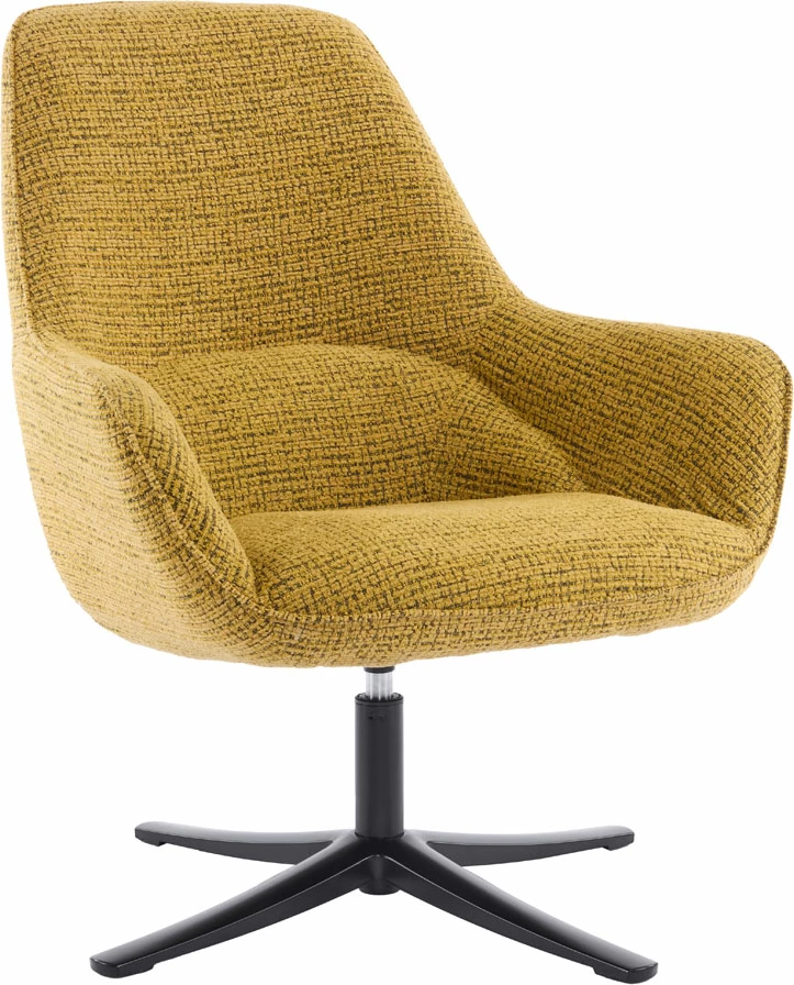 Fotelje rrotulluese TIFFANY, e verdhë me dizajn, 80x75x90cm