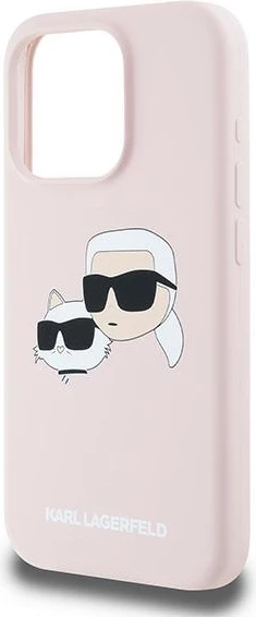 Mbështjellës Karl Lagerfeld Silicone Karl & Choupette MagSafe për iPhone 15 Pro, Rozë