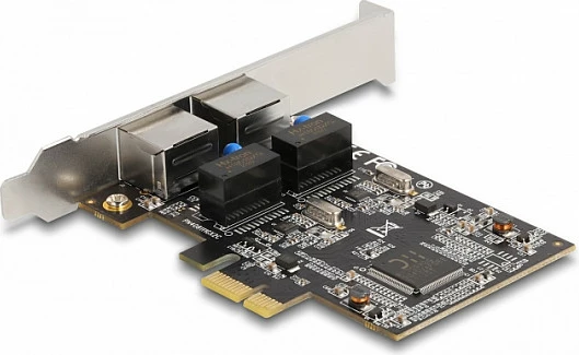 Kartelë rrjeti PCIe DeLOCK RTL8111, 2x RJ45 Gigabit LAN, PCI Express x1, argjendtë