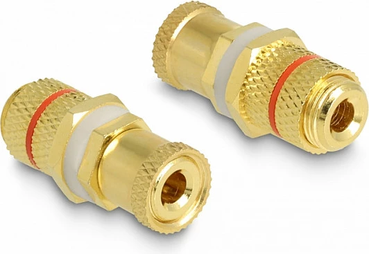 Adapter audio DeLOCK Binding Post–Binding Post, Female/Female, i drejtë, gold plated, 2 copë, i artë