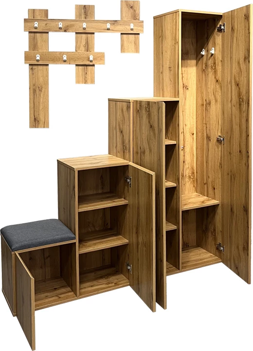 Mobilje hyrëse Nenich, ngjyrë sonoma, 150x37x180cm