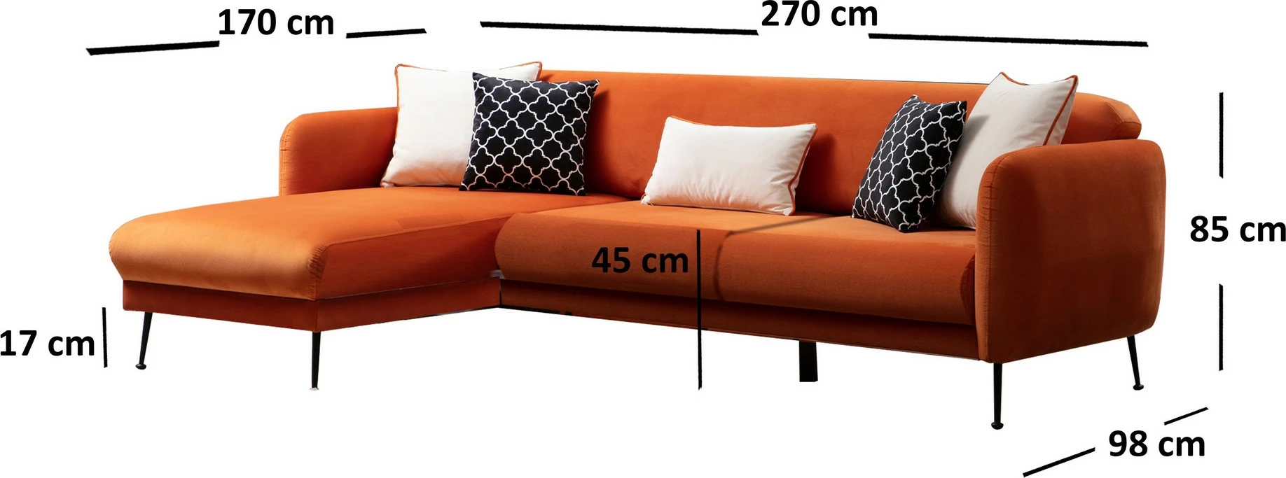 Kënd-sofë krevati Atelier del Sofa, Sevilla kënd majtas (Chl+3R), portokalli