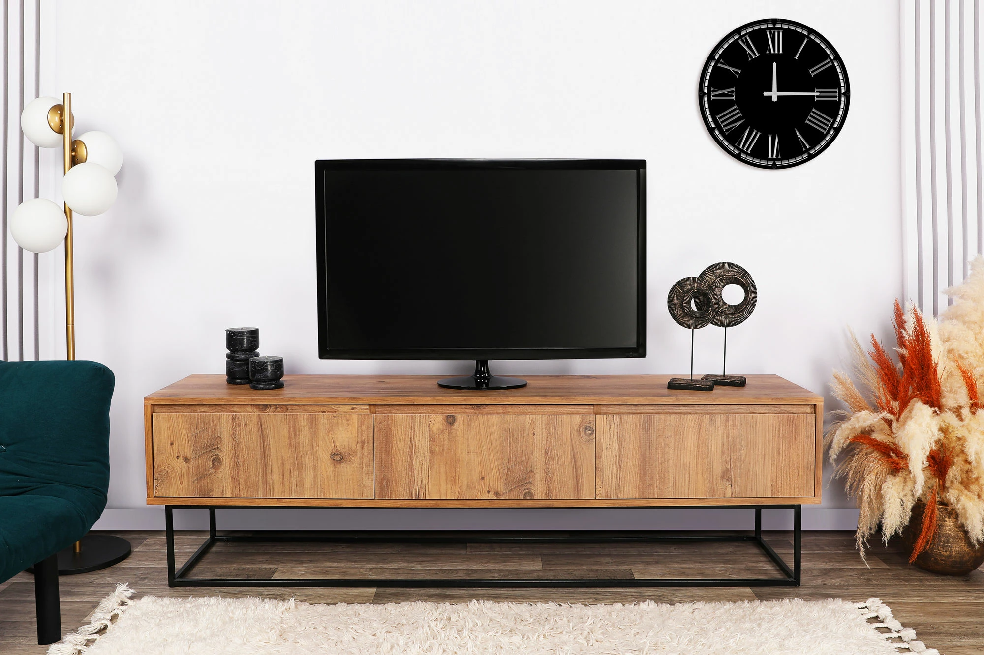 Komodë TV Skye Decor, Lupin 180, ngjyrë arre, e zezë