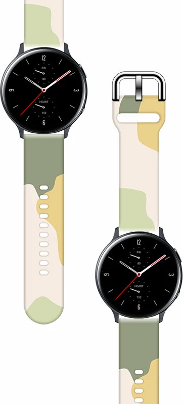 Rrip silikoni për Samsung Galaxy Watch, Hurtel, Moro Band, 20mm, kamuflazh, Gjelbër/Bardhë/Verdhë