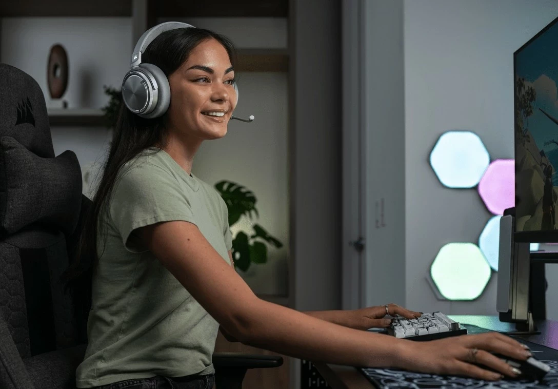 Kufje gaming Corsair Virtuoso Max Wireless, ANC, Dolby Atmos, RGB, të zeza