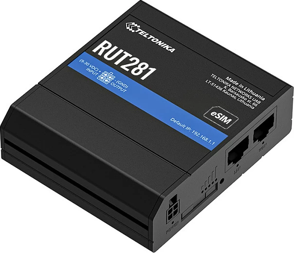 Router Teltonika RUT281, 4G LTE Cat4, SIM + eSIM, 2x LAN, i zi