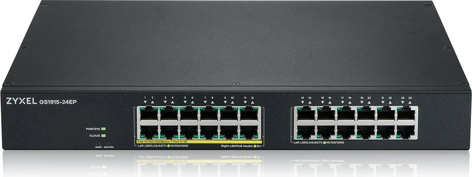 Switch Zyxel GS1915-24EP Managed L2 Gigabit Ethernet (10/100/1000) PoE 1U Black