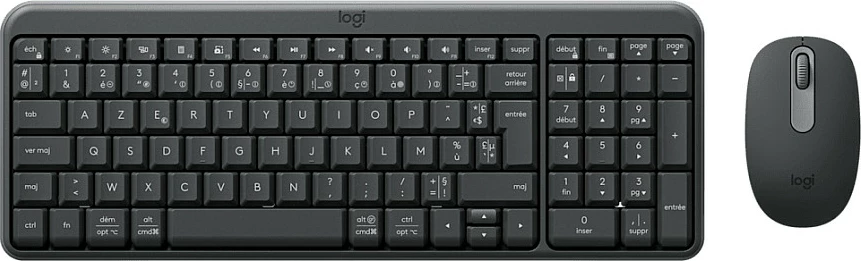 Set tastierë + maus Logitech MK250, pa kabllo (RF + Bluetooth LE), AZERTY FR, grafit