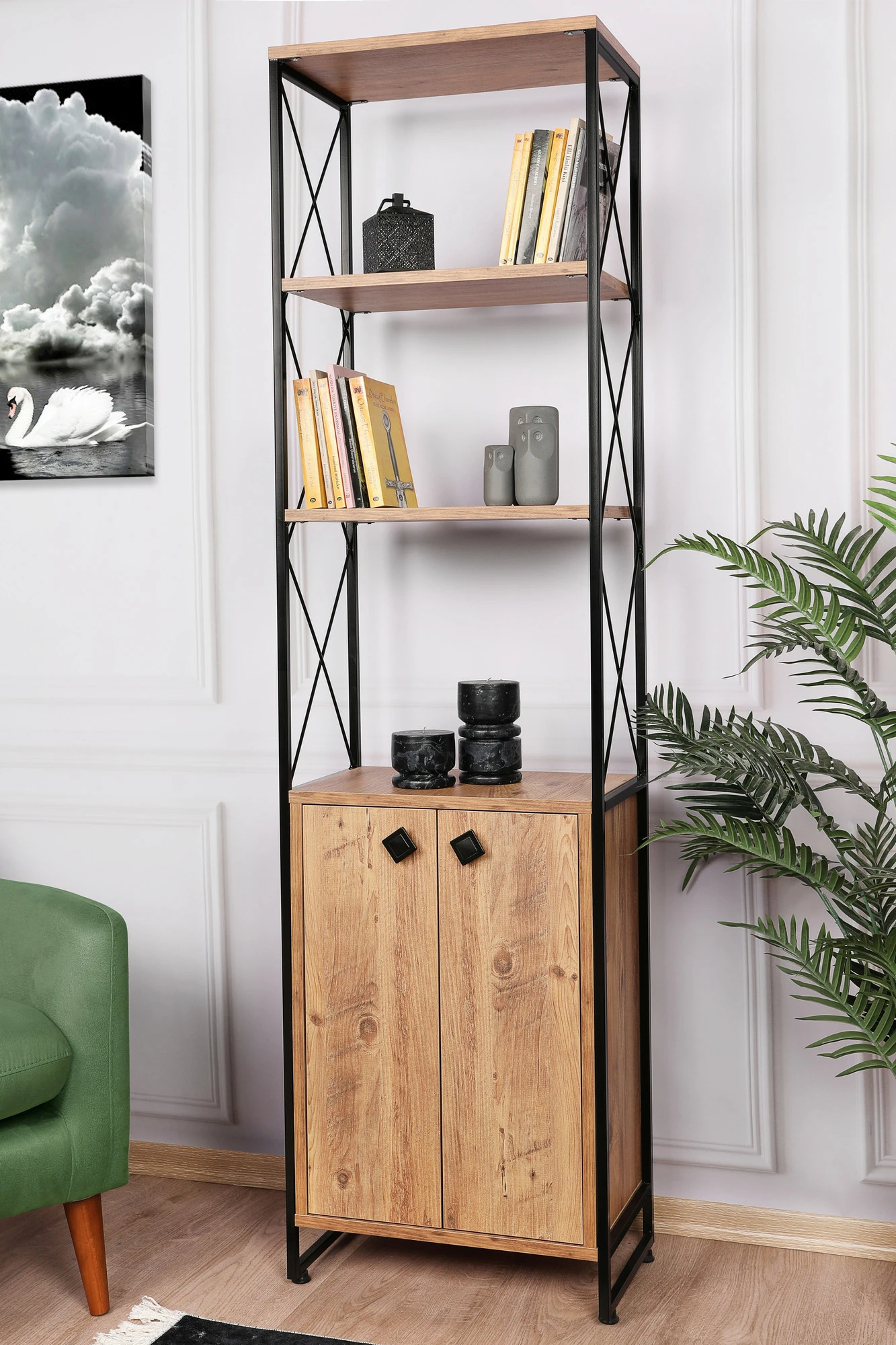 Raft librash industrial Hanah Home, ngjyrë pishë, Tervel