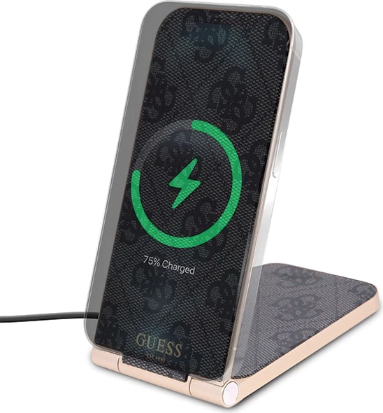 Karikues induktiv i palosshëm 2-në-1, Guess, Pattern MagSafe 4G GUE003428-0, 15W, i zi