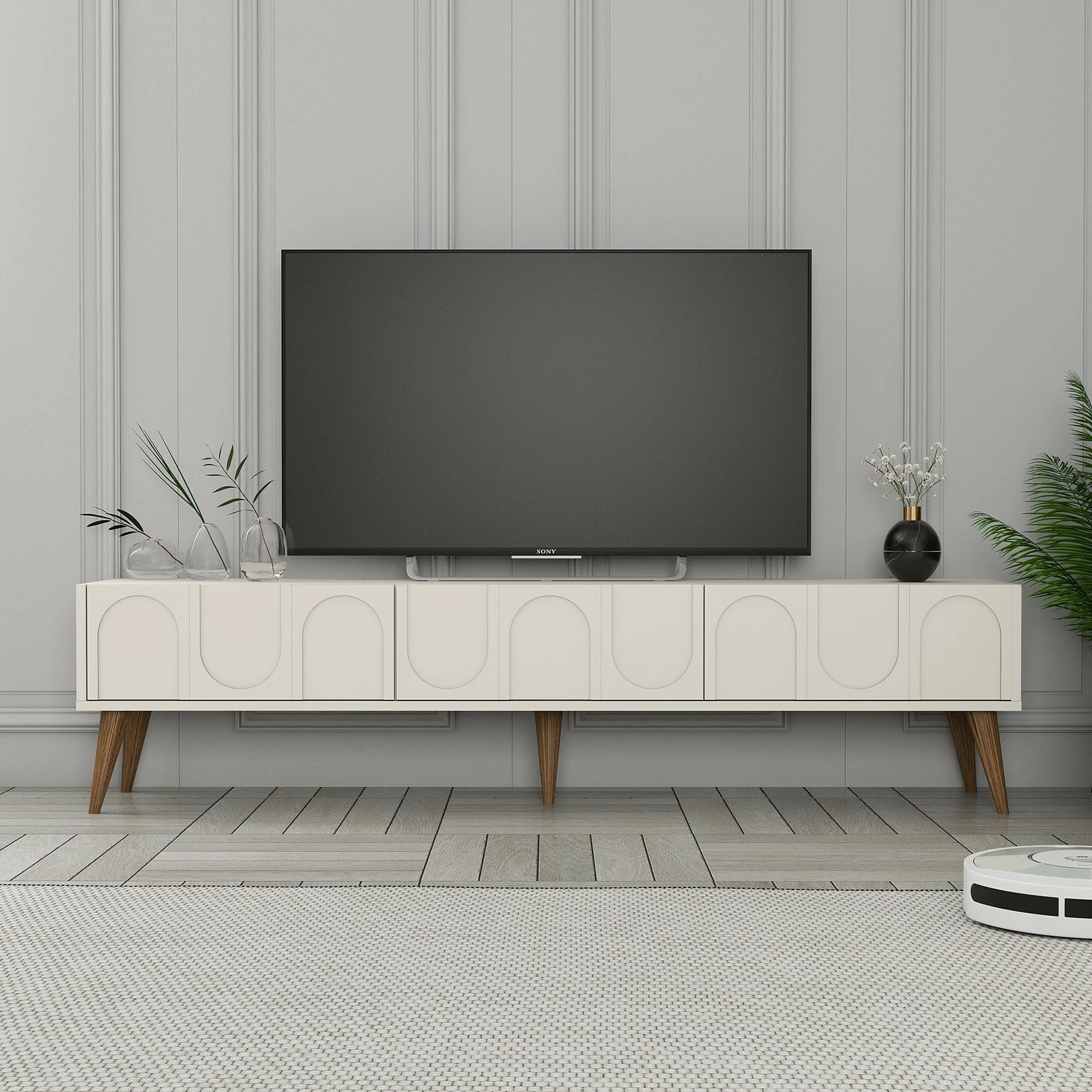 Komodë TV Skye Decor, Lyon 44, krem dhe arre