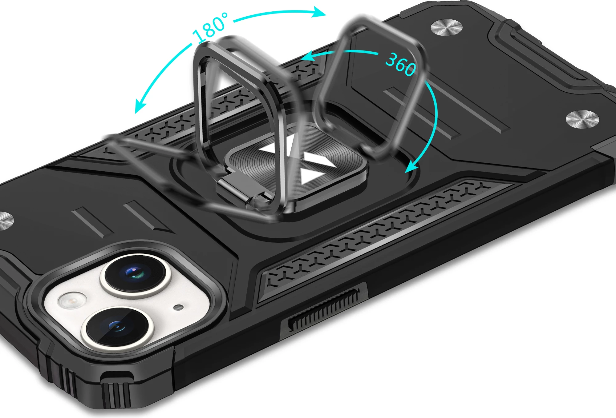 Mbështjellës Wozinsky Ring Armor për iPhone 15 Plus, me mbajtëse gishti dhe qëndrim, Kaltër