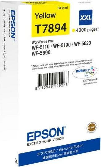 Patron boje, Epson, T7894 (C13T789440), 35 ml HC, origjinal, e verdhë