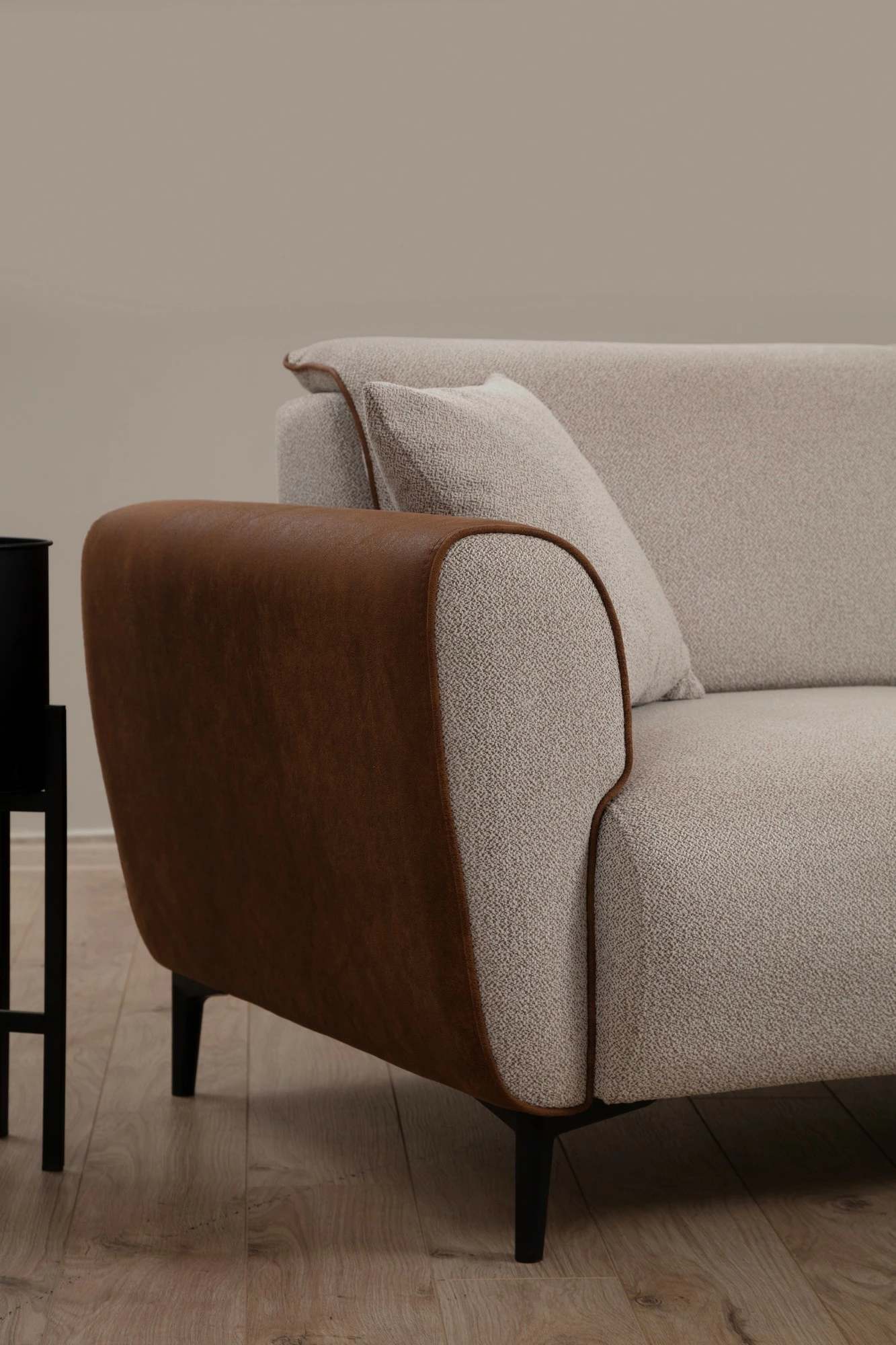 Kënd-sofë krevati Atelier del Sofa, anë e djathtë, bezhë, kanelle