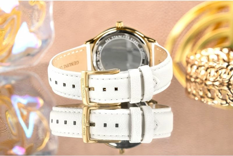 Orë dore femrash Michael Kors Slim Runway MK7544, e bardhë