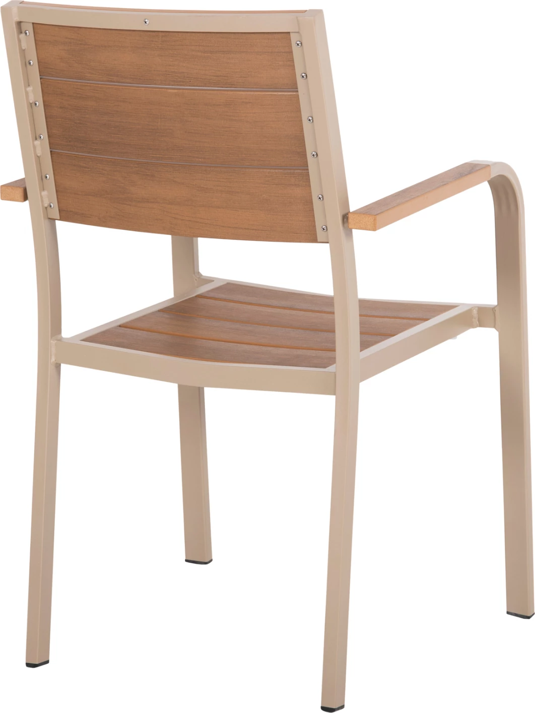 Karrige alumini SAGA FH5127.04, ngjyrë shampanjë, me ulëse dhe mbështetëse polywood, 55x52x86H cm