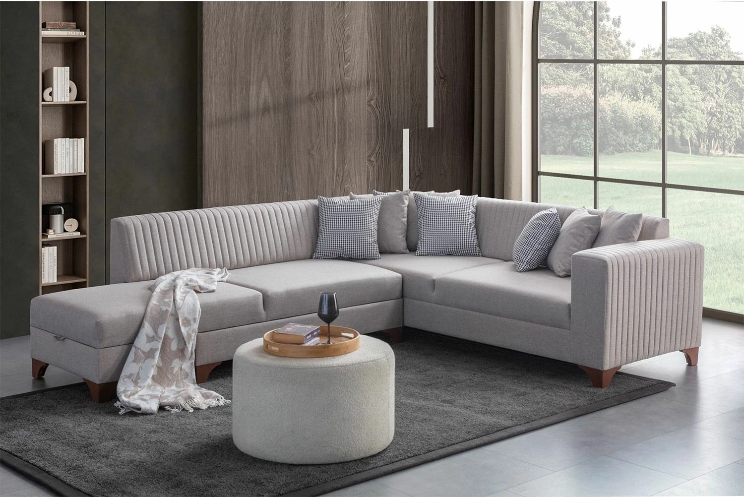 Kënd-sofë krevati Atelier del Sofa, West majtas, krem
