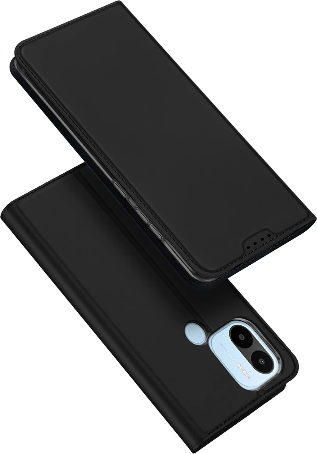 Mbështjellës Dux Ducis Skin Pro për Xiaomi Redmi A1+, me kapak, xhep kartelash dhe stand, e zezë