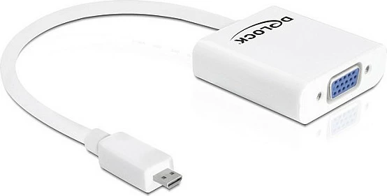 Adapter DeLOCK 65347, Micro HDMI në VGA, 1080p, i bardhë