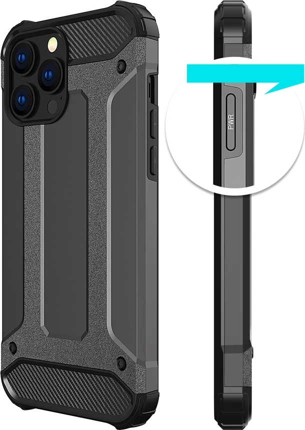 Mbështjellës Hurtel Hybrid Armor për iPhone 13 Pro Max, e zezë