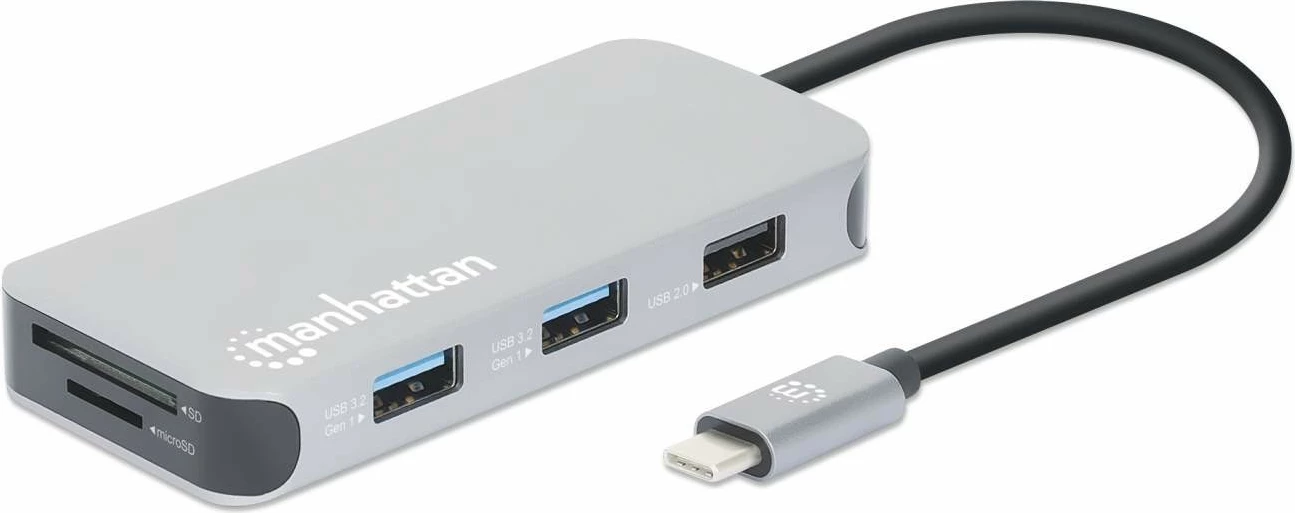 Docking station MANHATTAN USB-C 8-in-1, HDMI, RJ45, 3xUSB-A, gri