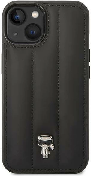 Mbështjellës Karl Lagerfeld KLHCP14MPSQPK për iPhone 14 Plus, hardcase, Puffy Ikonik Pin, e zezë