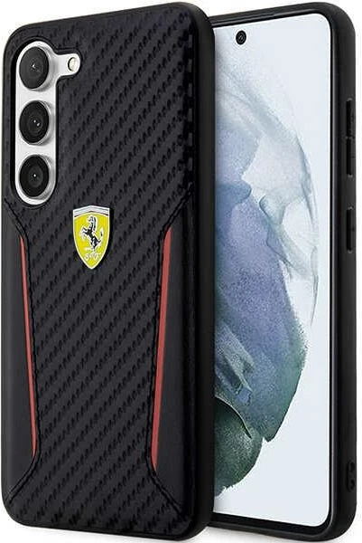 Mbështjellës Ferrari FEHCS23MNPYK për Samsung Galaxy S23+, Carbon Contrast Edges, i zi