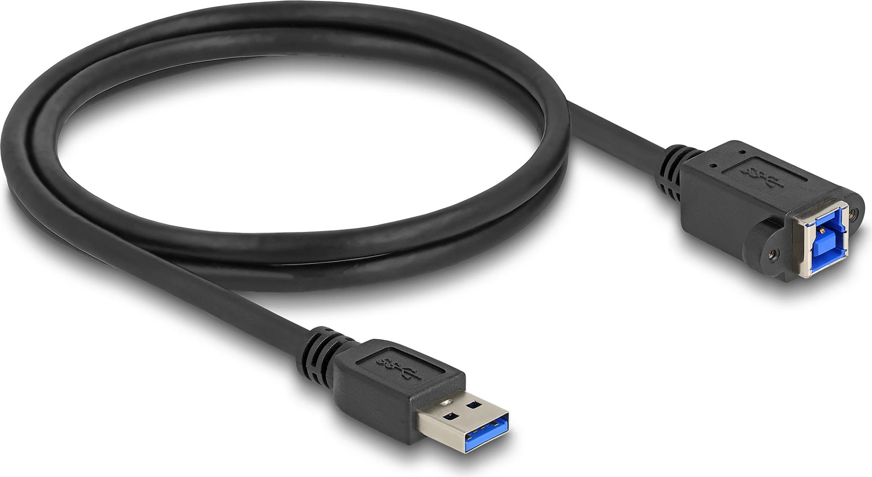 Kabllo USB DeLOCK USB 3.2 Gen 1, USB-A mashkull në USB-B femër (panel mount), 1 m, e zezë