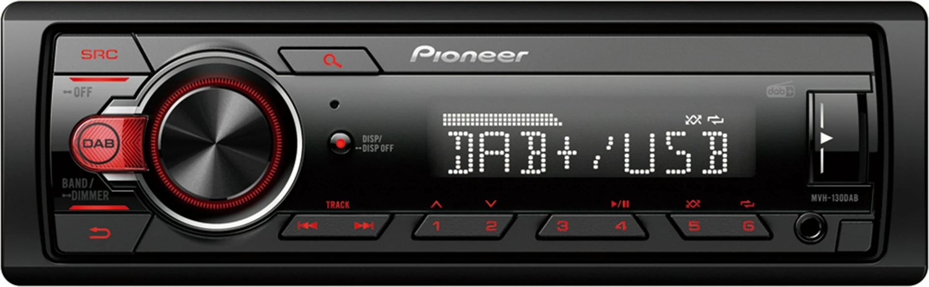 Radio veture Pioneer MVH-130DAB, DAB+, USB, e zezë