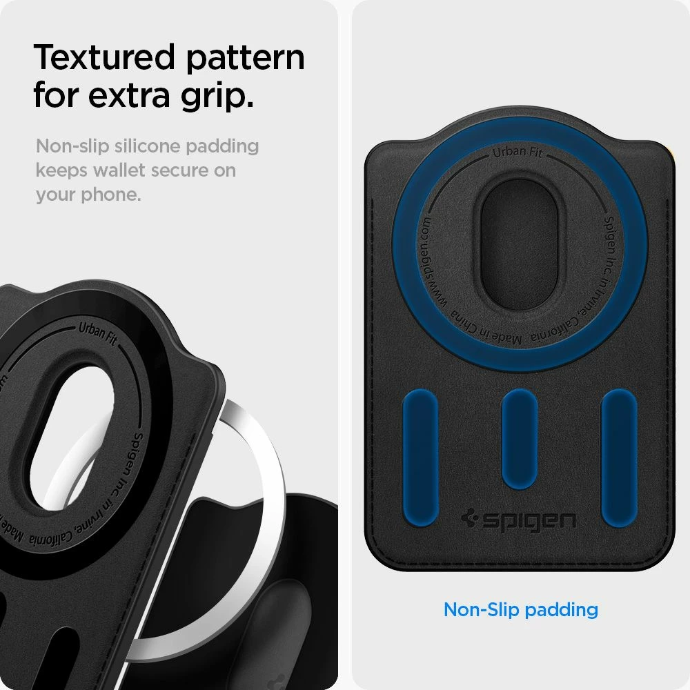 Portofol kartash magnetik për celular Spigen Urban Fit MagSafe, kapacitet deri 3 karta, i zi