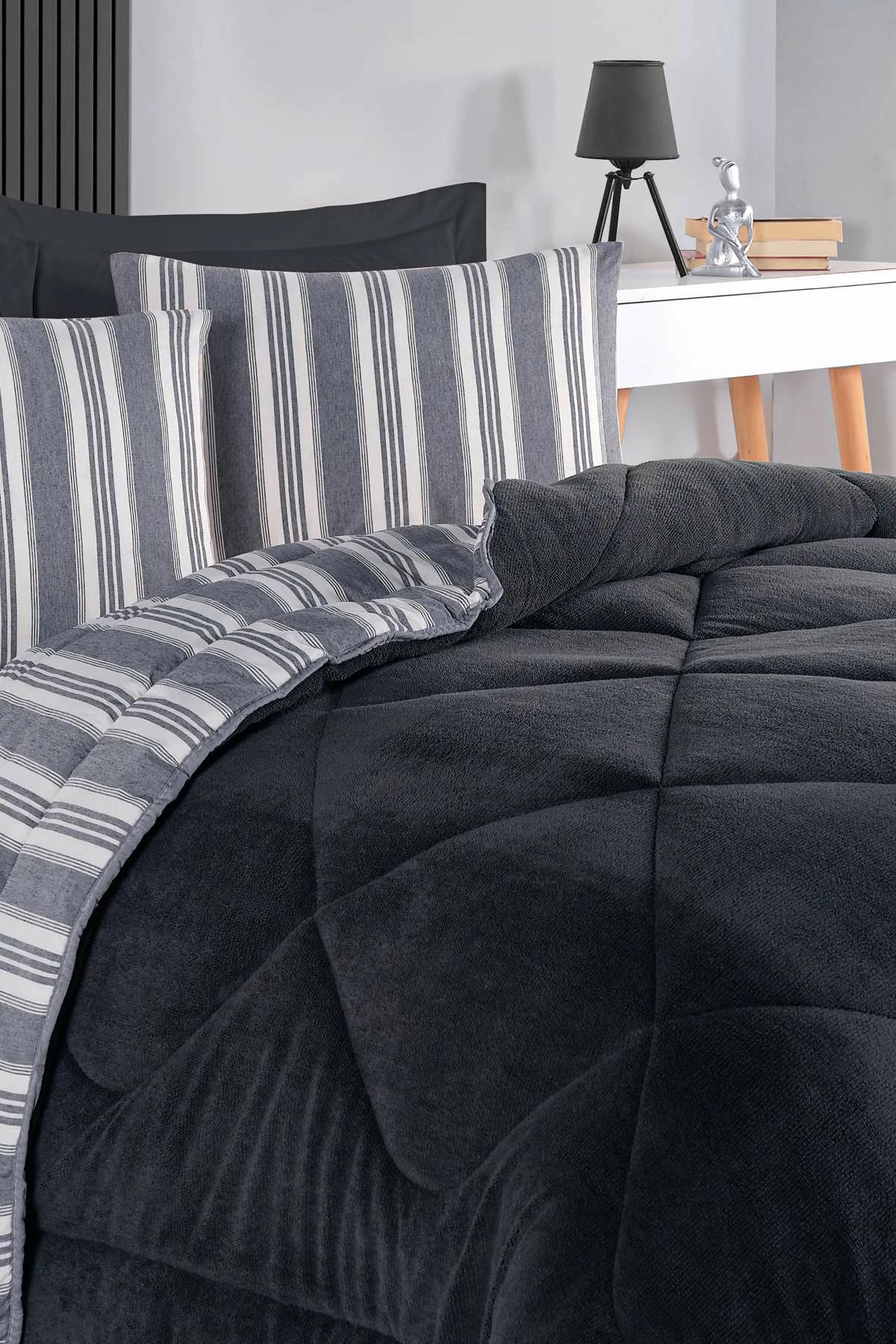 Set gjumi dopio L'essentiel, Soft Line, ngjyrë antracit