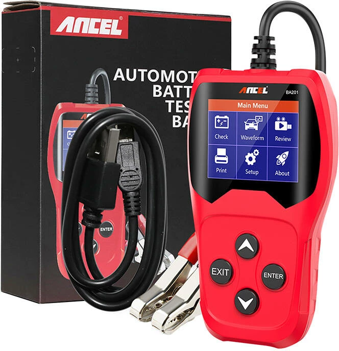 Tester baterie Ancel BA201, për automjete, i kuq