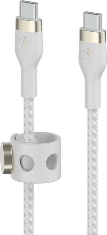 Kabëll USB-C Belkin BOOST↑CHARGE PRO Flex, 1 m, USB-C në USB-C, USB PD, i bardhë