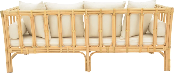 Divan Alessa ratan natyral-me pëlhurë të bardhë me jastëkë 200x100x76cm