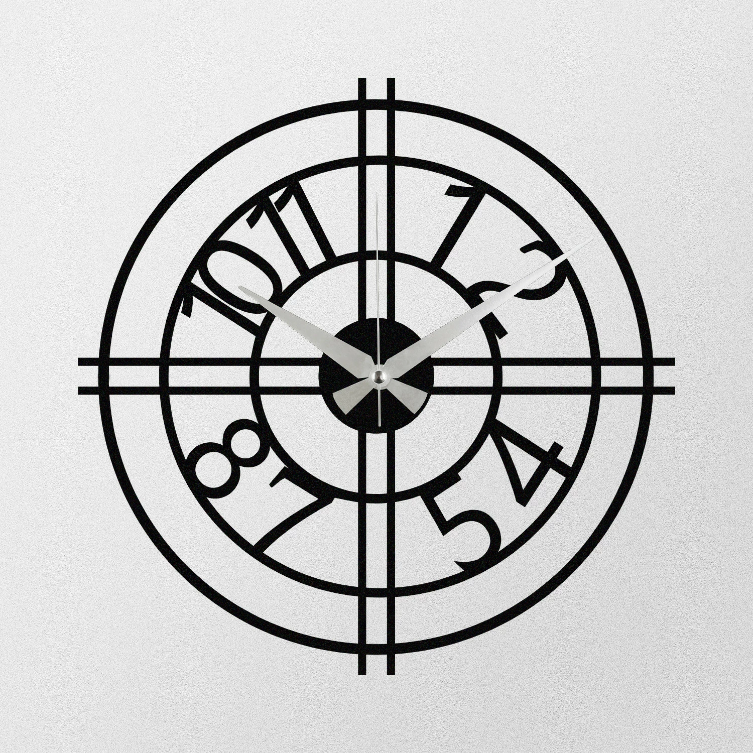 Orë muri dekorative prej metali, Wallity Enzoclock - S010, e zezë, 48x48cm