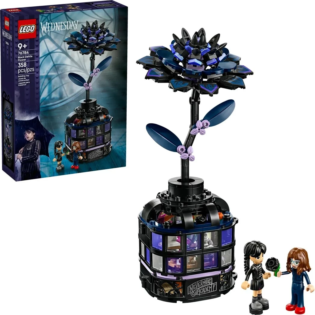 Set LEGO Wednesday 76784 Black Dahlia Flower me 2 minifigura, për fëmijë 9+ vjeç, e zezë