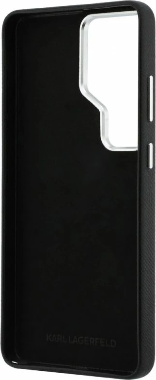 Kapak telefoni Karl Lagerfeld Grained Signature Metal Resin Logo për Samsung Galaxy S26 Ultra, i zi