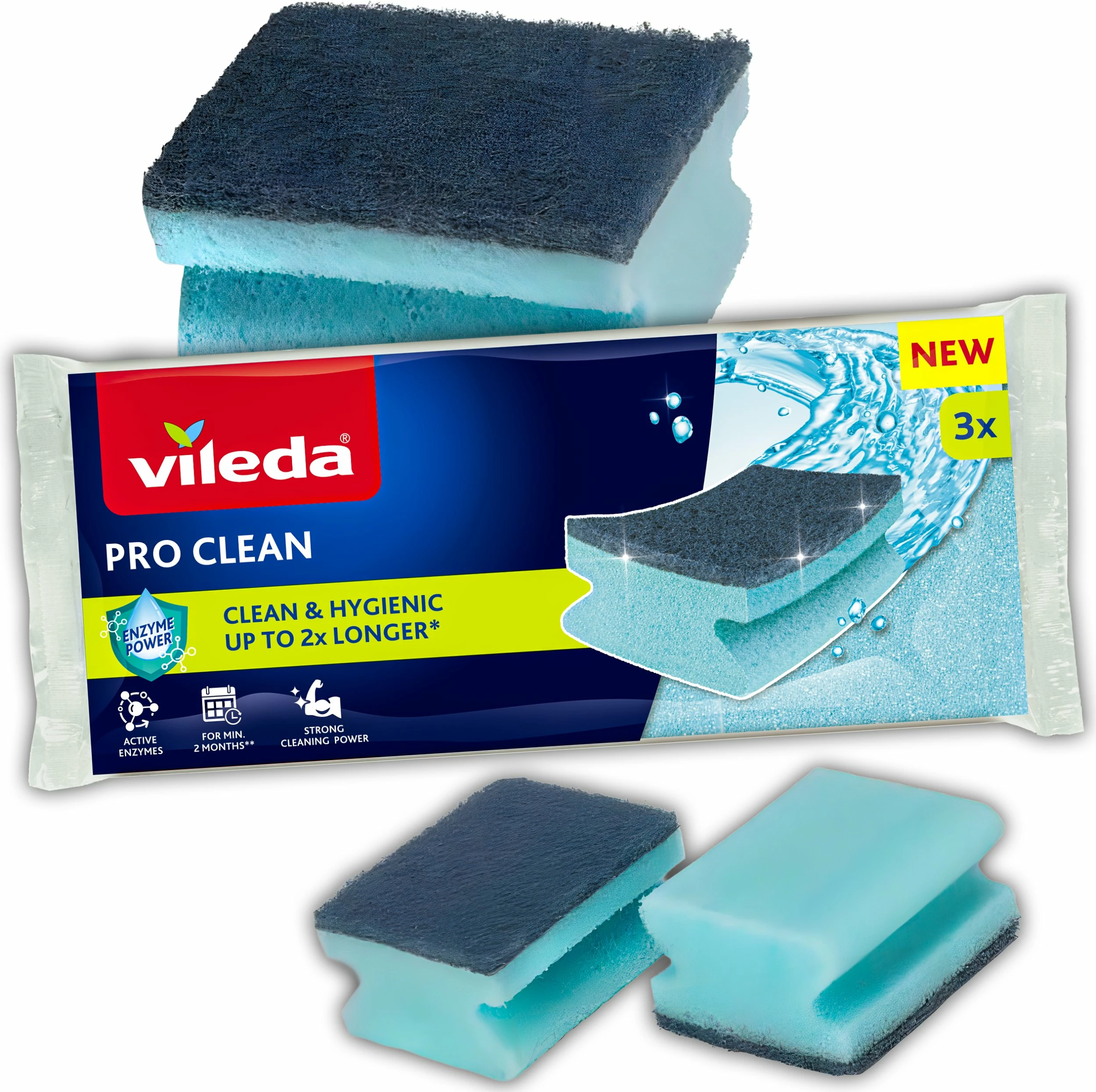 Sfungjer gërryes me enzima Vileda Pro Clean, 3 copë