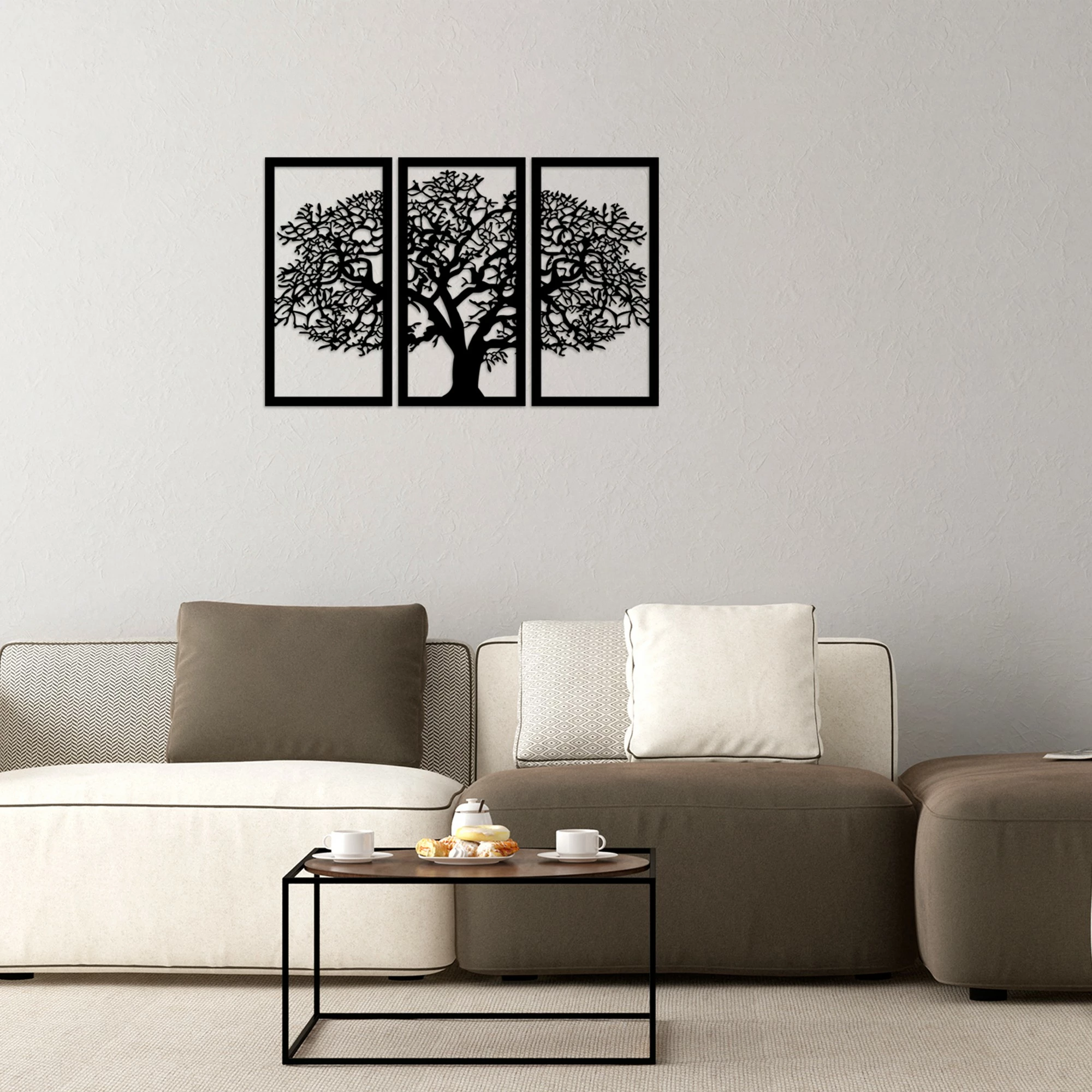 Aksesor dekorativ muri prej druri, Wallity, Ağaç 5, ngjyrë e zezë, 66x105cm