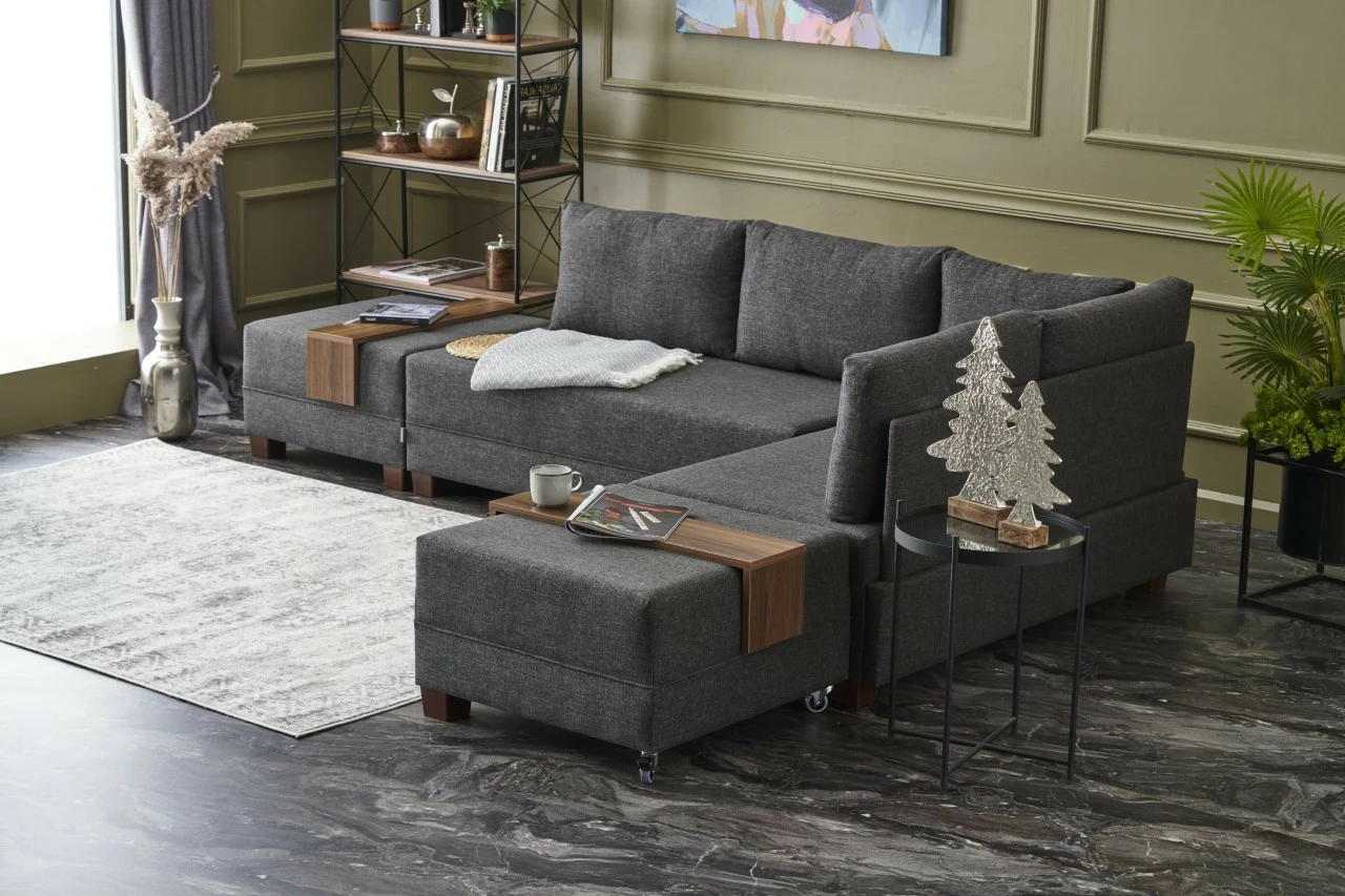 Kënd-sofë krevate Fly, ngjyrë antracit, Atelier del Sofa