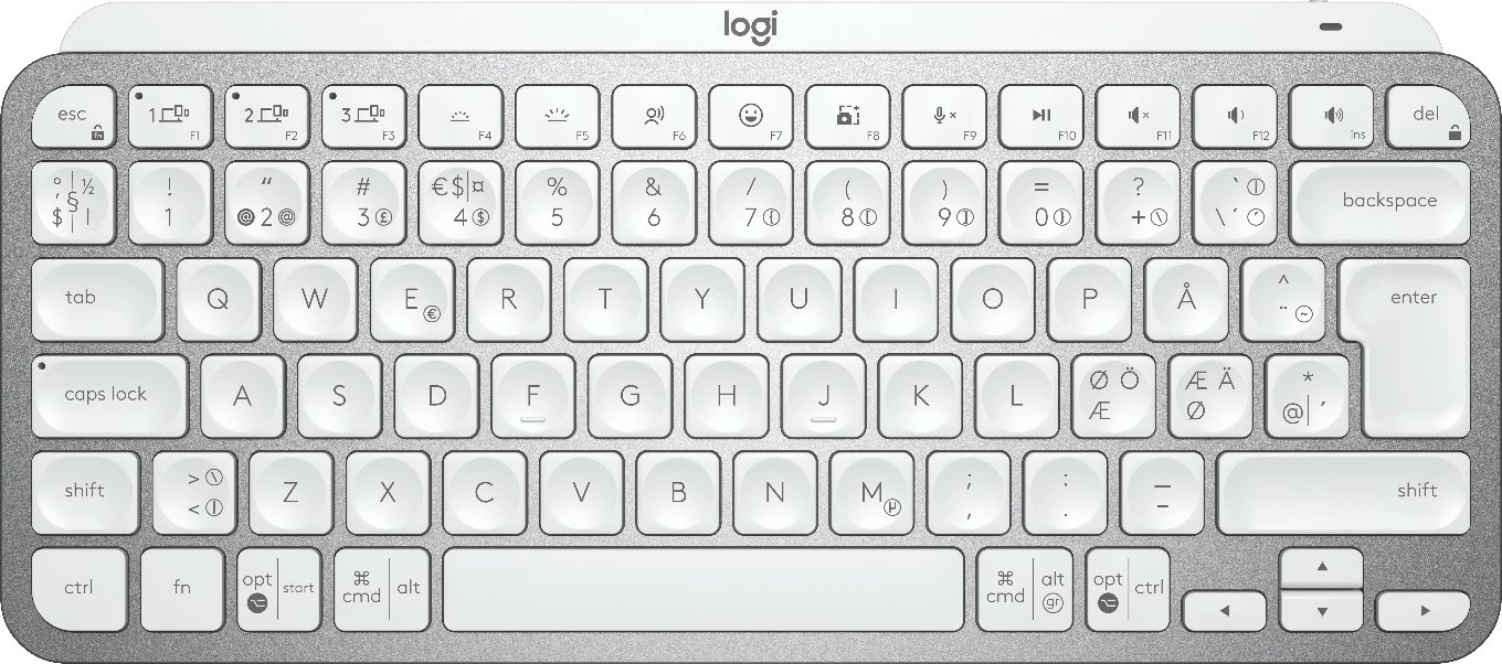 Tastierë Logitech MX Keys Mini, wireless, Nordic, backlight, USB Type-C, argjendtë