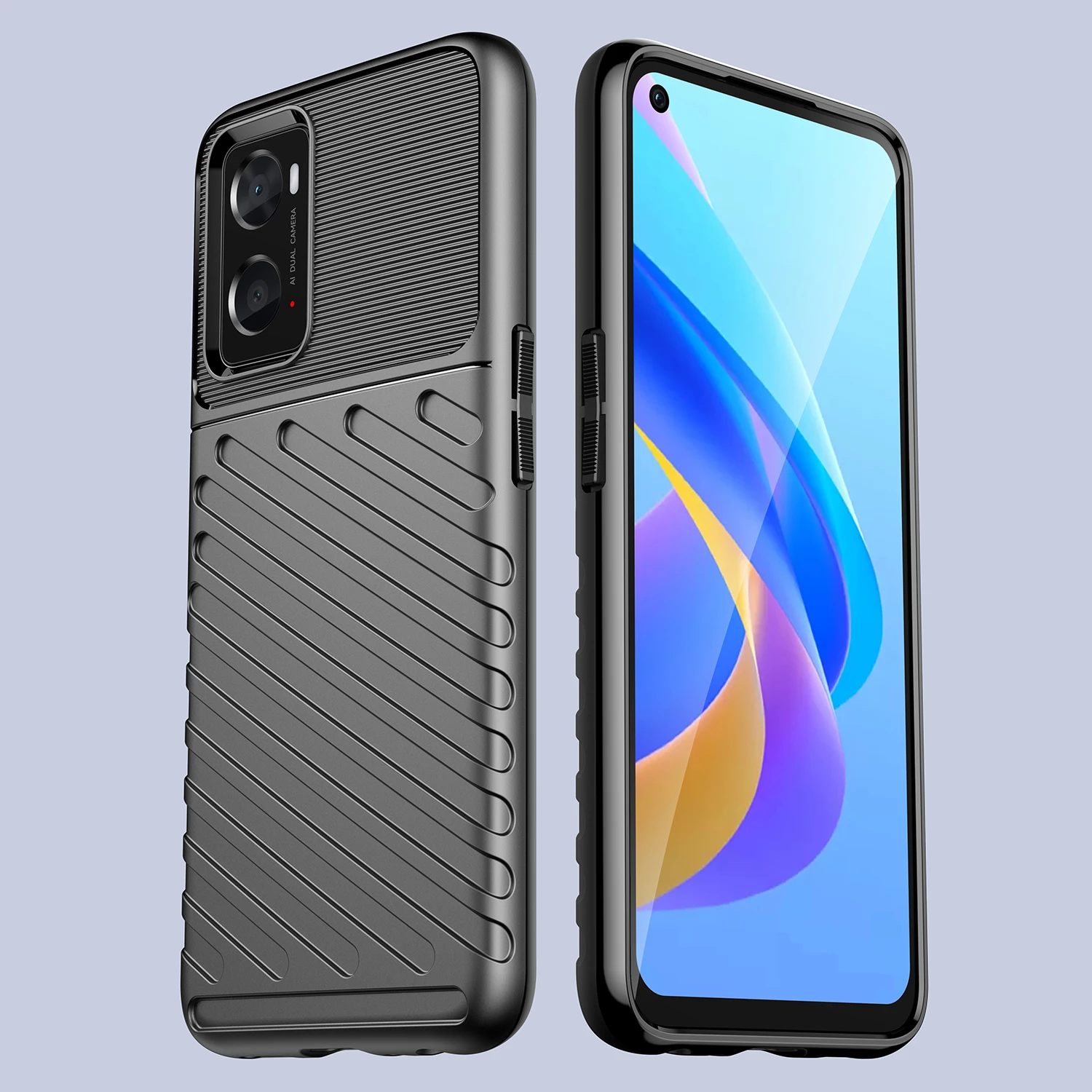 Mbështjellës Thunder Case për celular Hurtel, për Oppo A76 / Oppo A36 / Realme 9i, i zi