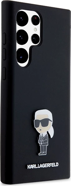 Mbështjellës Karl Lagerfeld Silicone Ikonik Metal Pin për Samsung Galaxy S24 Ultra, i zi
