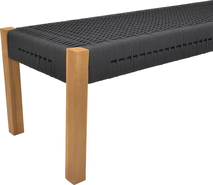 Pankinë Uma, dru teak dhe litar pe, ngjyrë e zezë, 150x45x40 cm