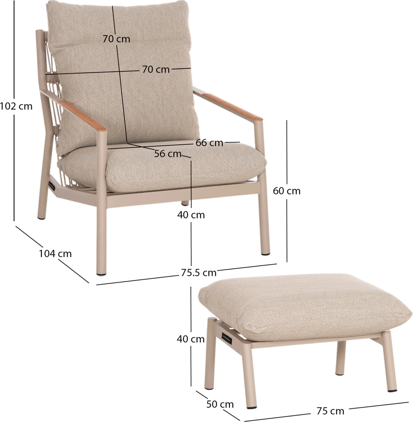 Set karrige lounge me këmbështetëse këmbësh Oblivion