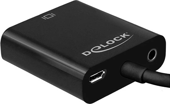Adapter DeLOCK 65558 Micro HDMI në VGA me audio 3.5mm, 1080p, i zi