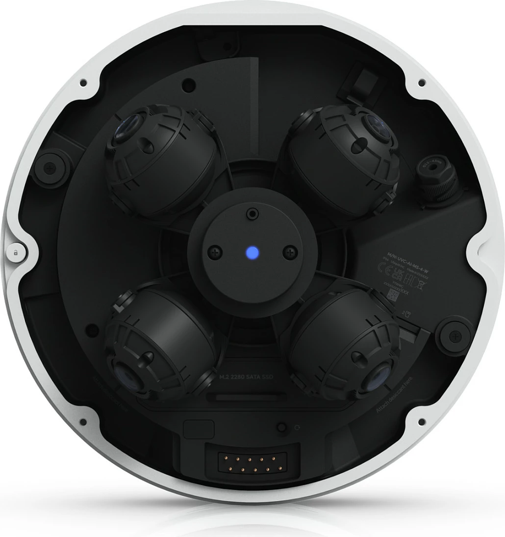 Kamerë IP Ubiquiti UVC-AI-MS-4-W, 4K 360°, Dome, MicroSD, Gigabit Ethernet, IP66 IK10, bardhë/zezë