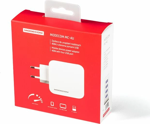 Karikues rrjeti Modecom MC-4U 40W 4x USB-A 2.4A, i bardhë